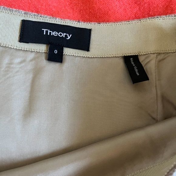 Theory Speckled Wool Easy Waist Skirt A Line Tan Womens Size 0 Work Lined - Picture 7 of 9